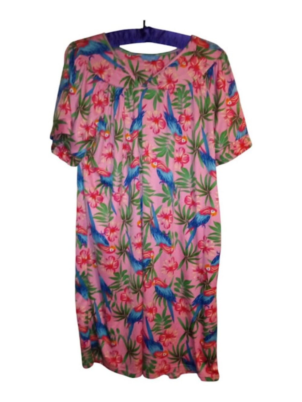 Dream Crest Pink Parrot Muumuu Nightgown Size M/L